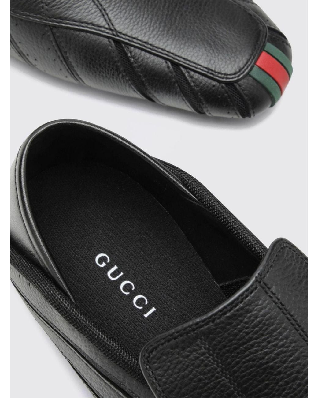 Gucci White Calfskin Slip-On Sneakers With Web Detail for men