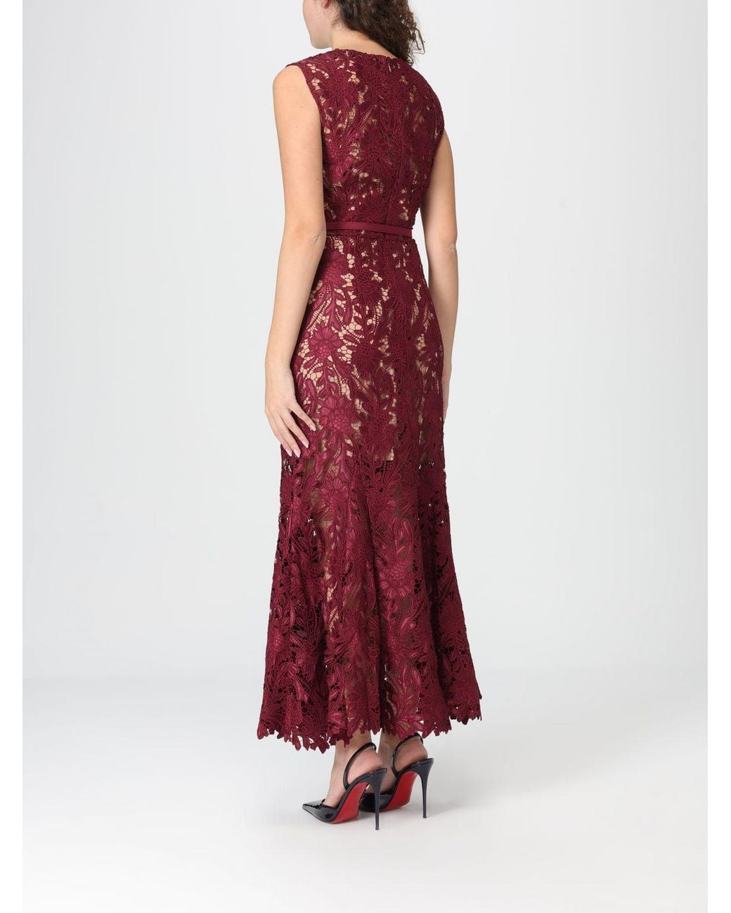 Self-Portrait Red Lace Long Dress