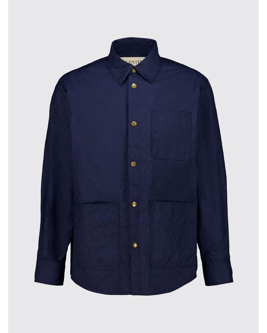 Valentino Blue Nylon Shirt Jacket With Patch Pockets And Vlogo Signature for men