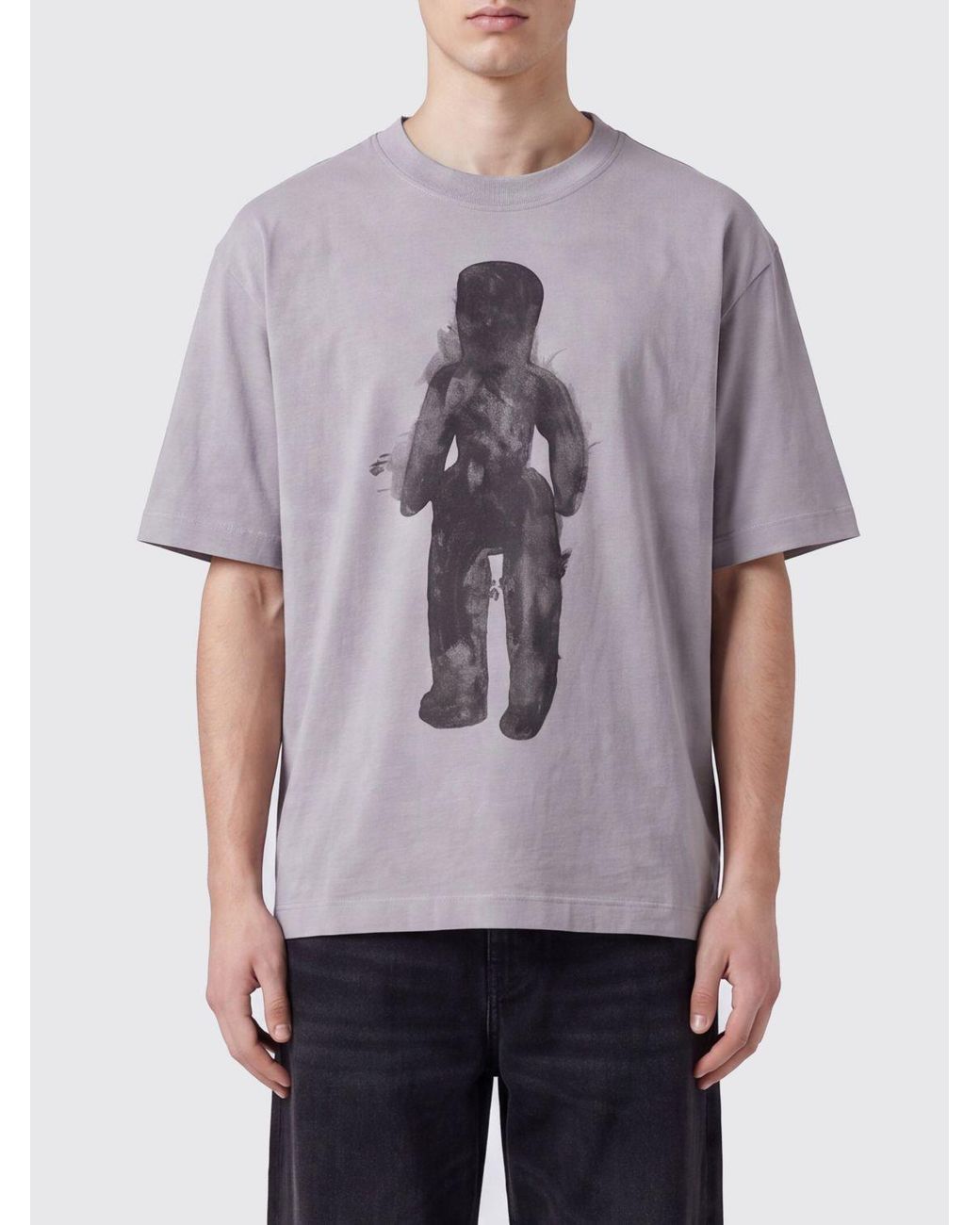 Ziggy Chen Purple Drop Shoulder Graphic Print Cotton T-Shirt With Crew Neck for men