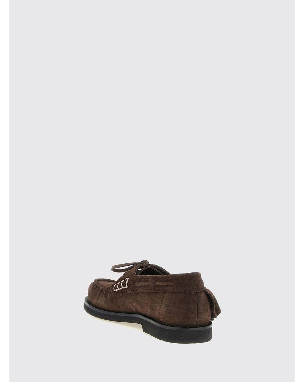 J.W. Anderson White Suede Boat Shoes With Ruffles And A Round Toe for men