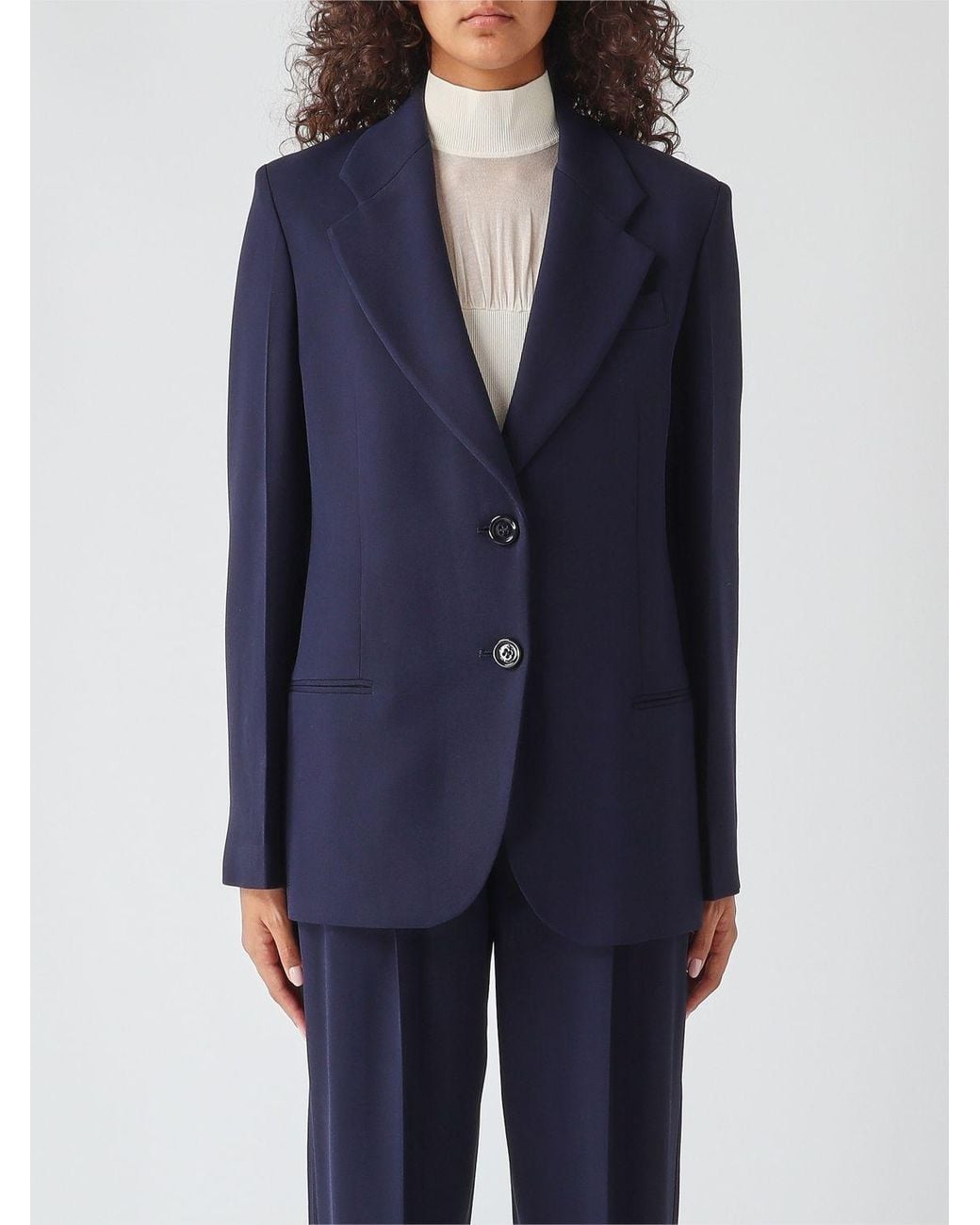 Elisabetta Franchi Blue Single-Breasted Gabardine Blazer With Peak Lapels