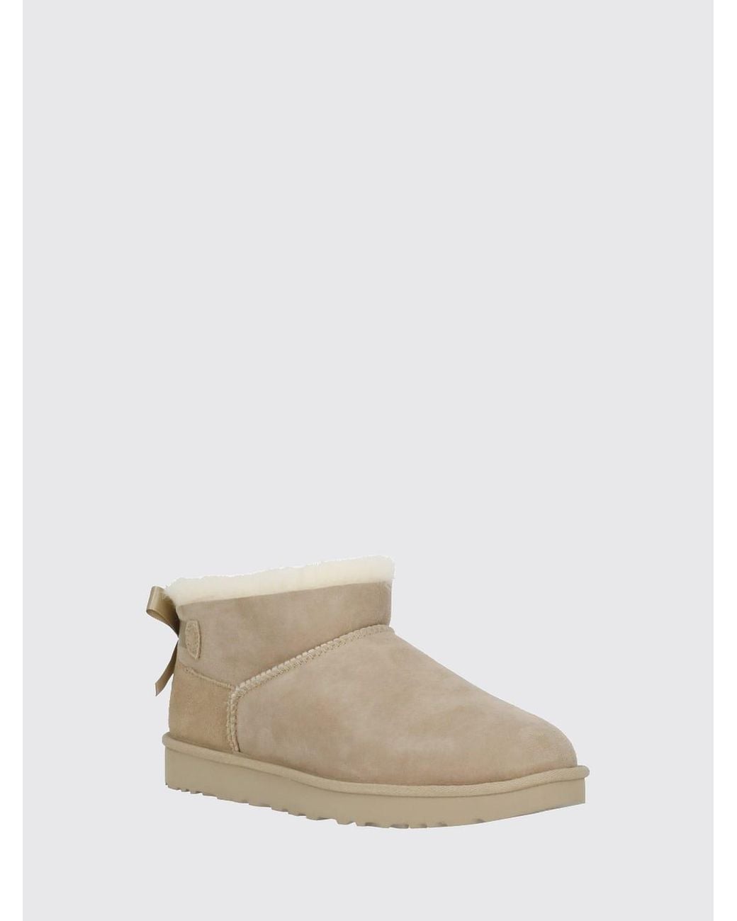 Ugg Natural Ultra Mini Bailey Bow Suede Boots