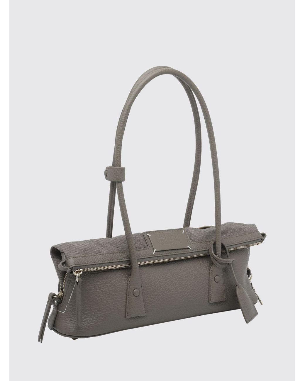 Maison Margiela Gray 5Ac Calfskin Shoulder Bag With Contrast Stitching