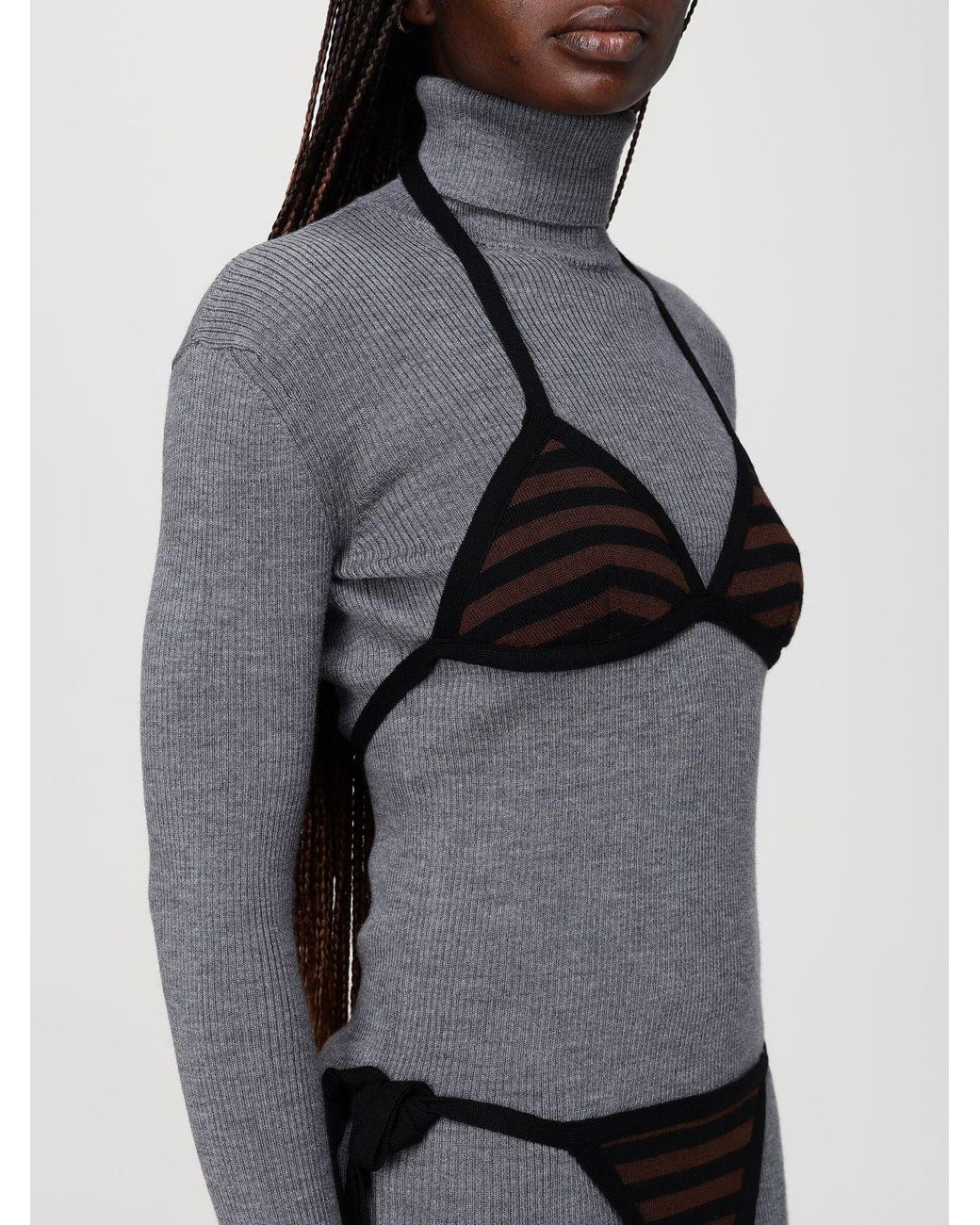 Moschino Couture White Turtleneck Knit Top With Bikini Briefs
