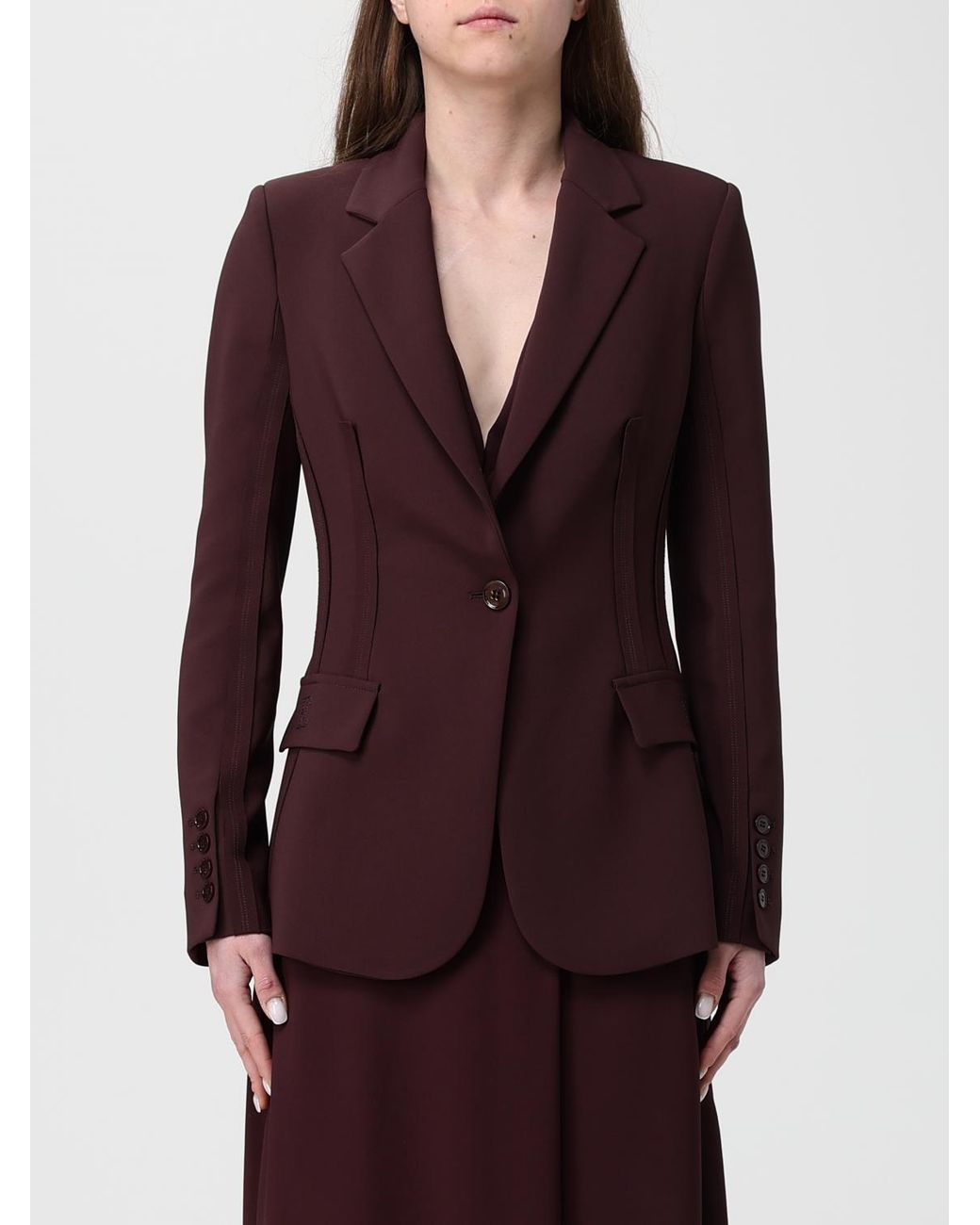 Elisabetta Franchi Red Slim Single-Breasted Blazer