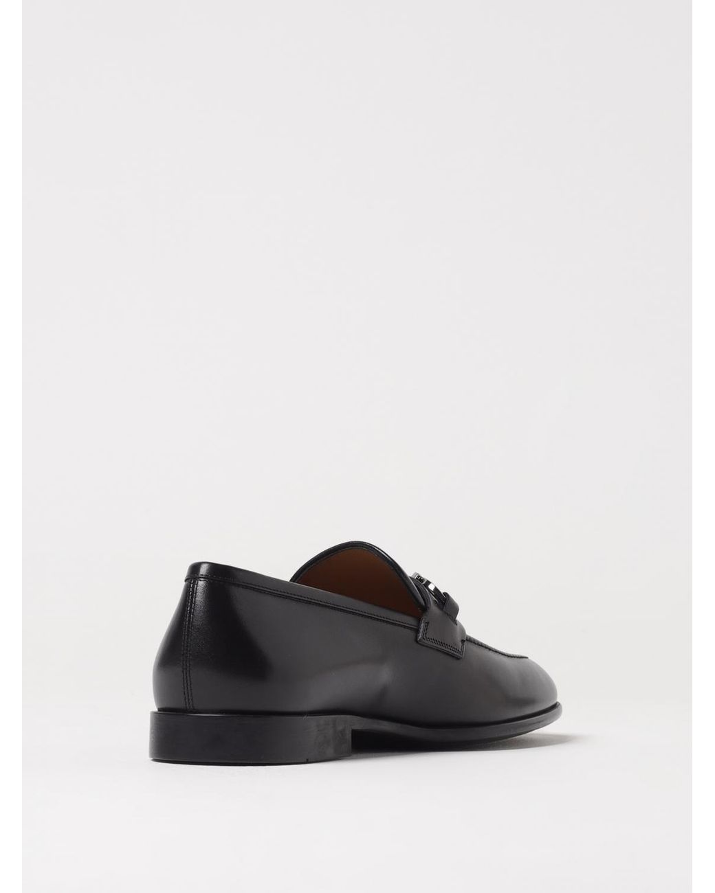 Ferragamo Black Gancini Grained Leather Loafers for men