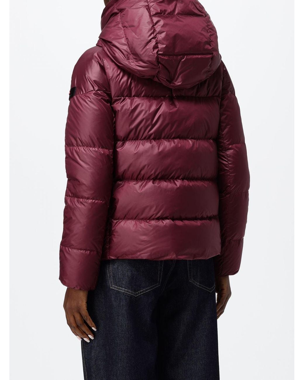 Peuterey Red Short Quilted Nylon Puffer Jacket With A Hood And Water-Repellent Finish