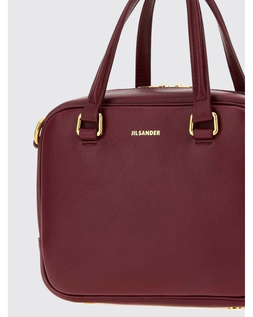 Jil Sander Red Vision Mini Sheepskin Leather Handbag With Double Handle