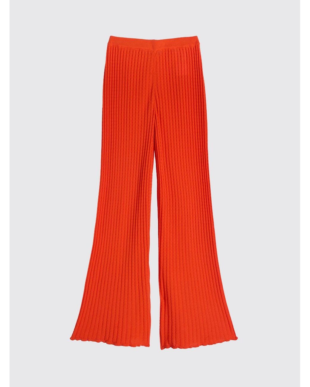 MACCAPANI Red Bouncy Palazzo Cotton Trousers