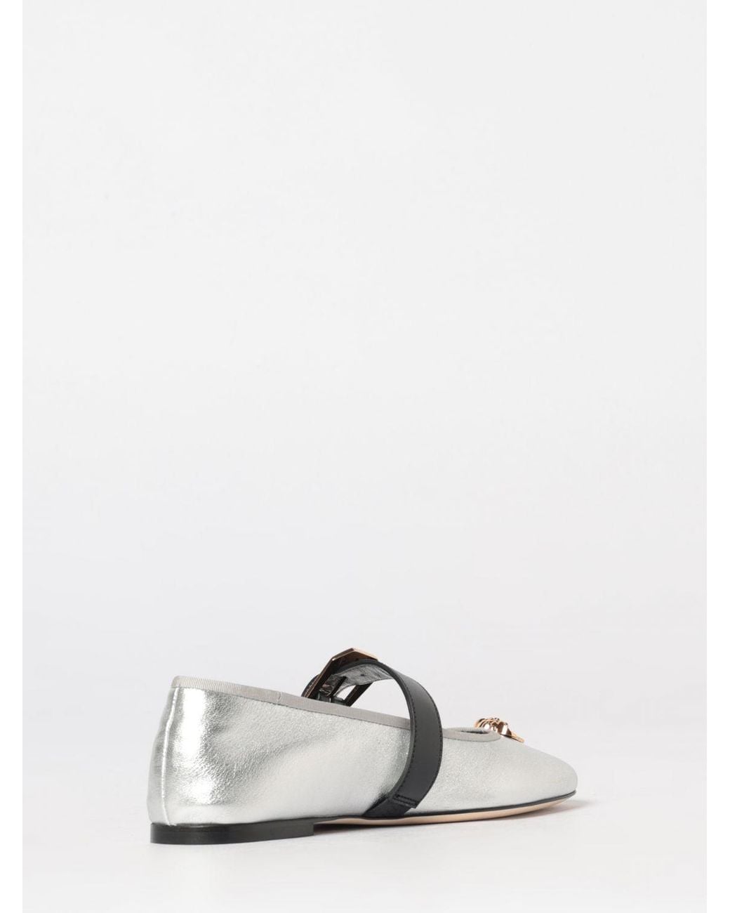 Versace White Laminated Nappa Ballerina Flats