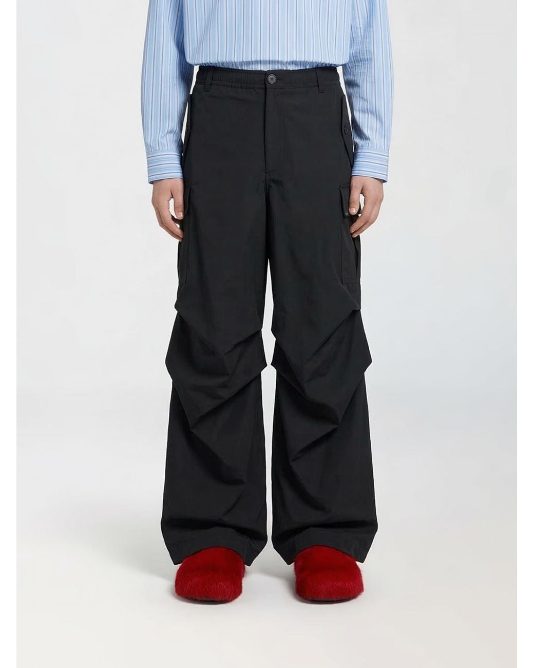 Marni Blue Cotton Blend Cargo Trousers for men