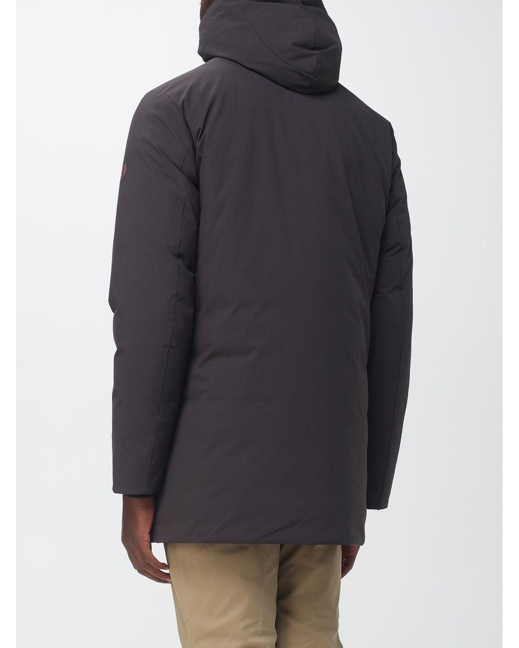 Save The Duck Blue Short Padded Waterproof Polyester Parka With Hood for men