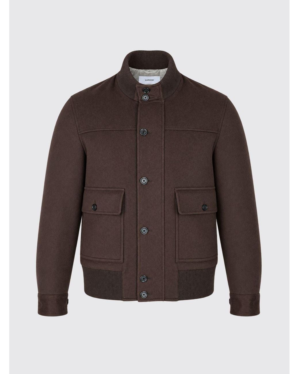 Lardini Brown Wool And Cashmere Blend Bomber Jacket With A High Collar for men
