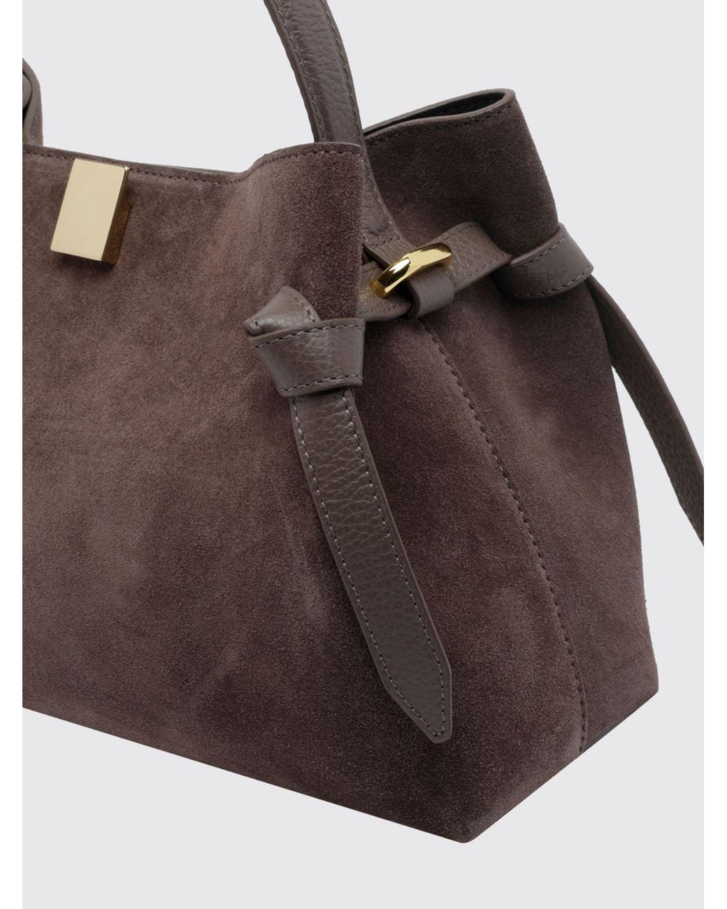 Yuzefi Brown Flared Suede Calfskin Leather Handbag