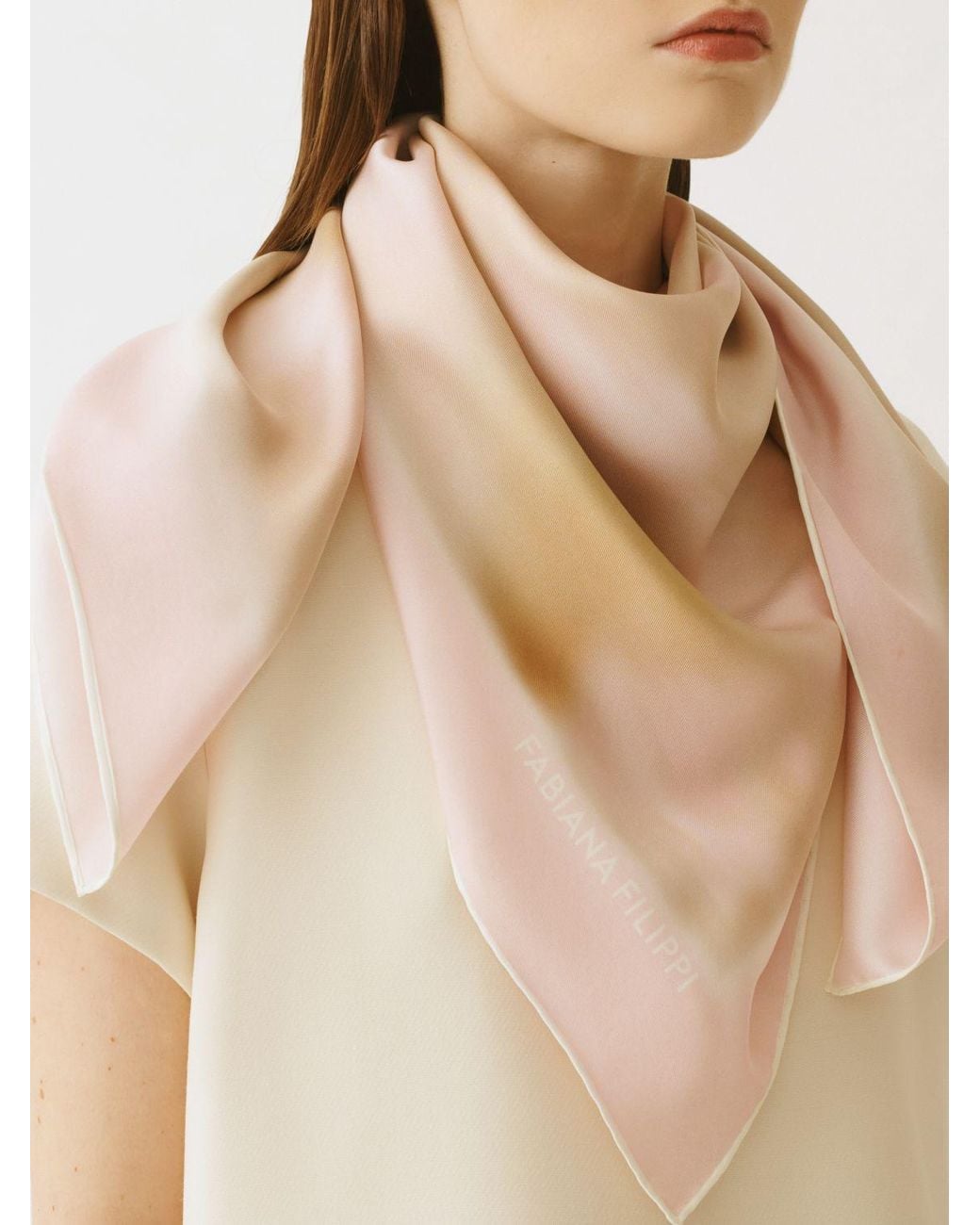 Fabiana Filippi Natural Floral Print Silk Foulard