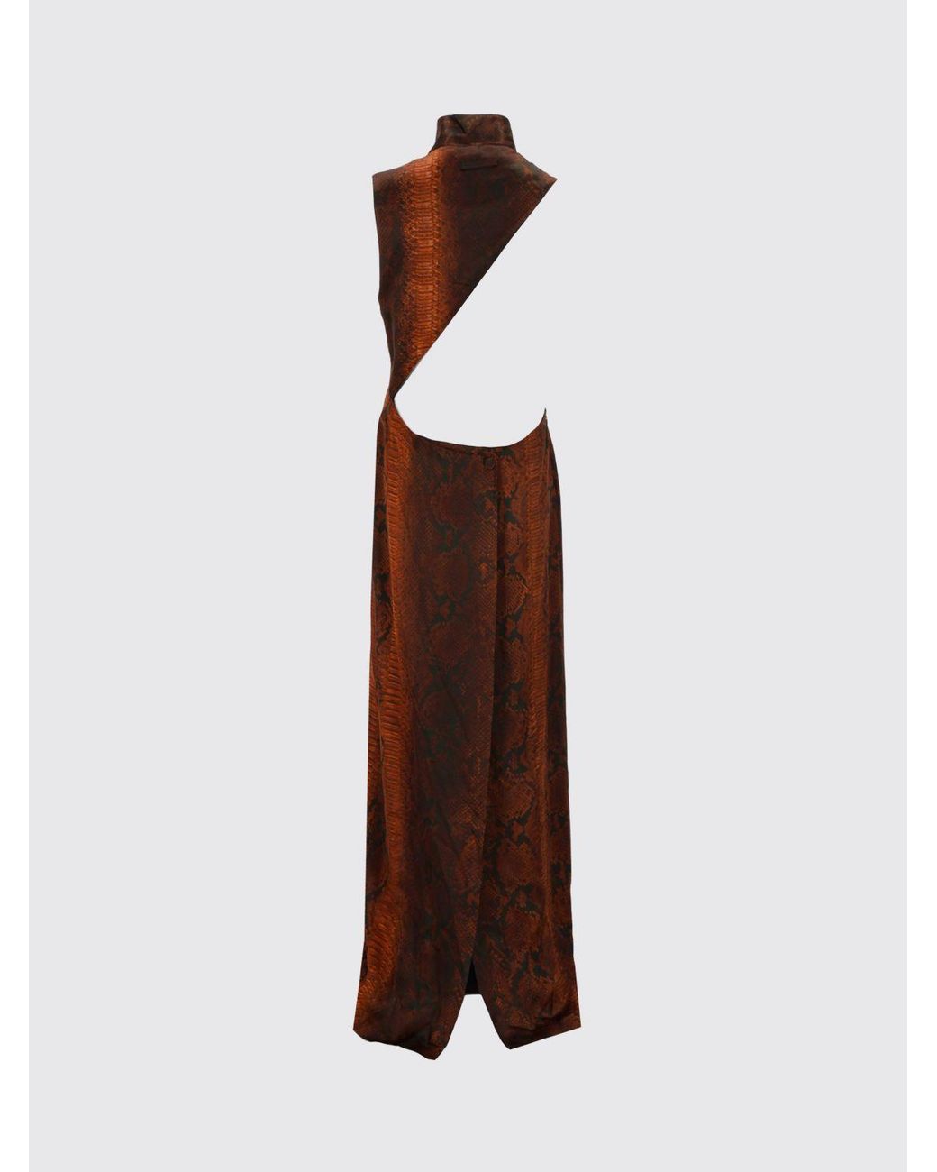 Jean Paul Gaultier Brown Asymmetrical Python-Print Viscose Maxi Dress
