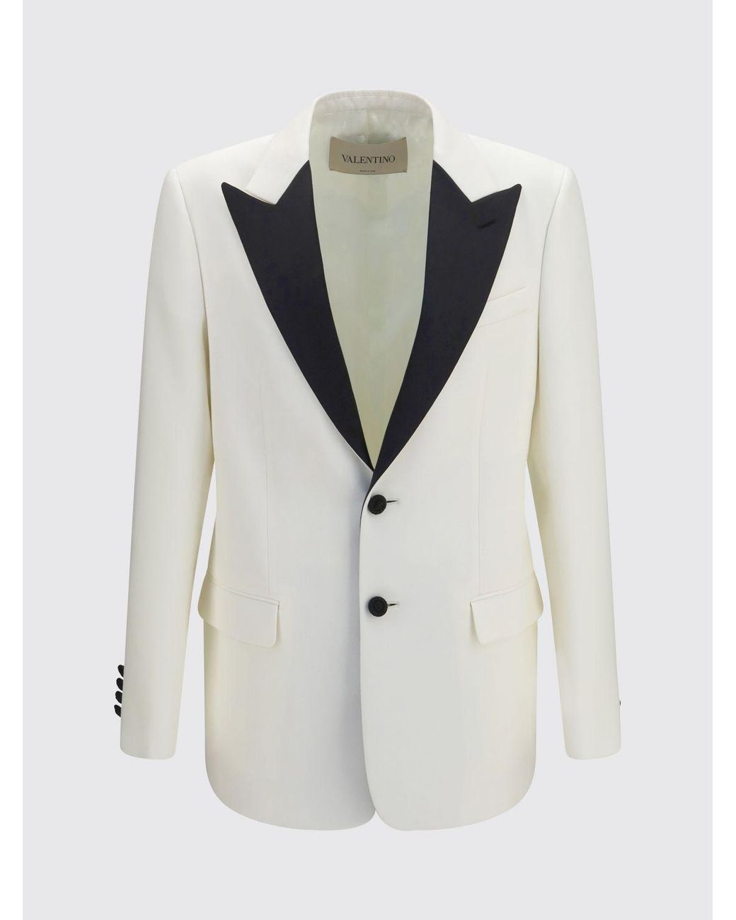 Valentino Garavani White Cotton And Silk Blazer With Two-Colour Abstract Pattern for men