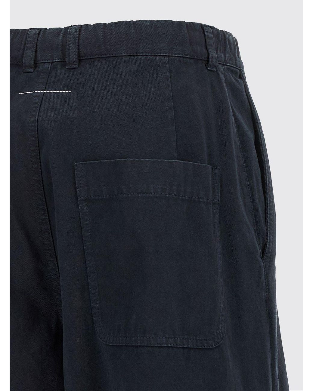 MM6 by Maison Margiela Blue Wide Leg Cotton Trousers With Drawstring Waist