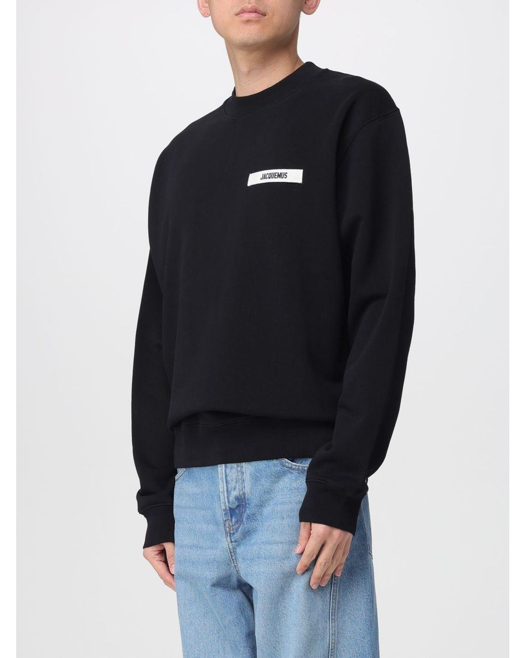 Jacquemus Blue Logo Cotton Crewneck Sweatshirt for men
