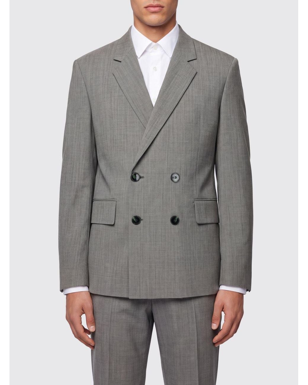 HUGO Gray Double-Breasted Blazer for men