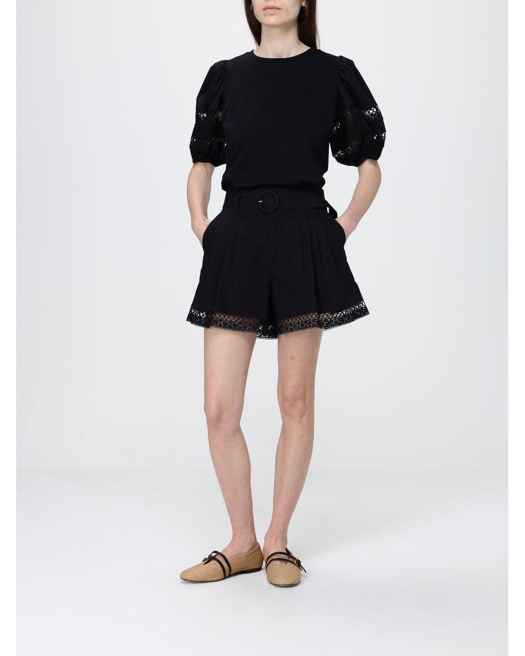 Twinset Black Cotton Shorts With Belt