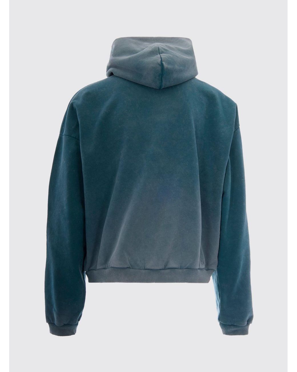Represent Blue Relaxed Fit Contrast Logo Cotton Hoodie for men