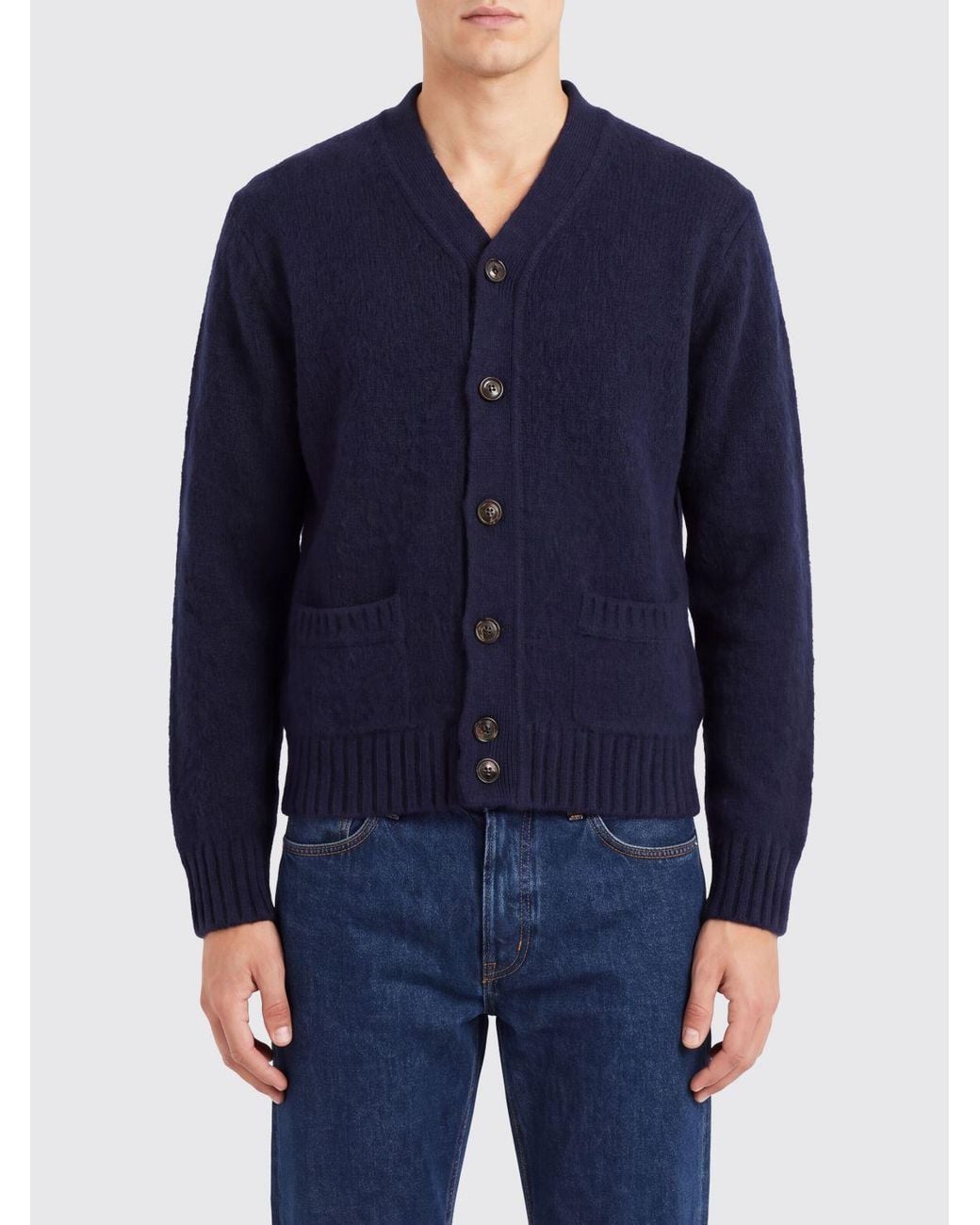 Aspesi Blue V-Neck Cardigan for men