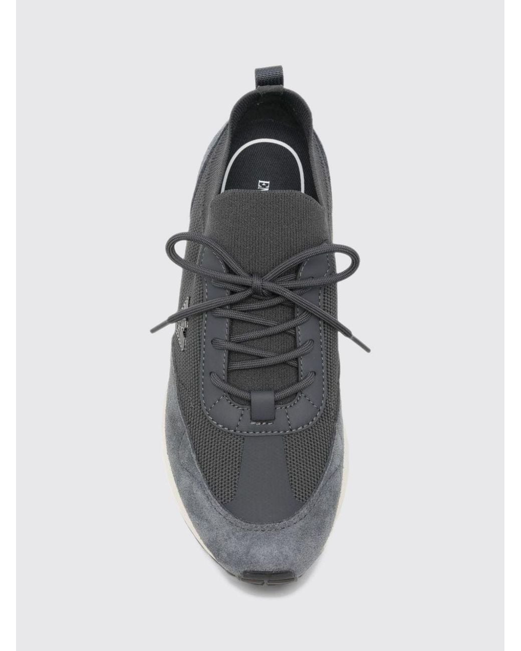 Emporio Armani White Low-Top Mesh And Suede Trainers With Eagle Logo for men