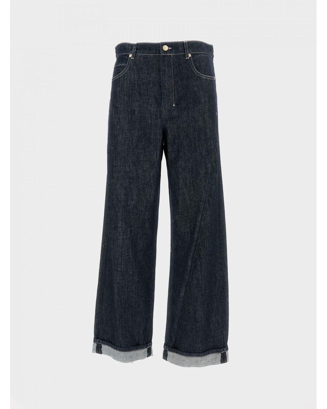 Jeans De Mezclilla De Pierna Ancha Max Mara de color Black
