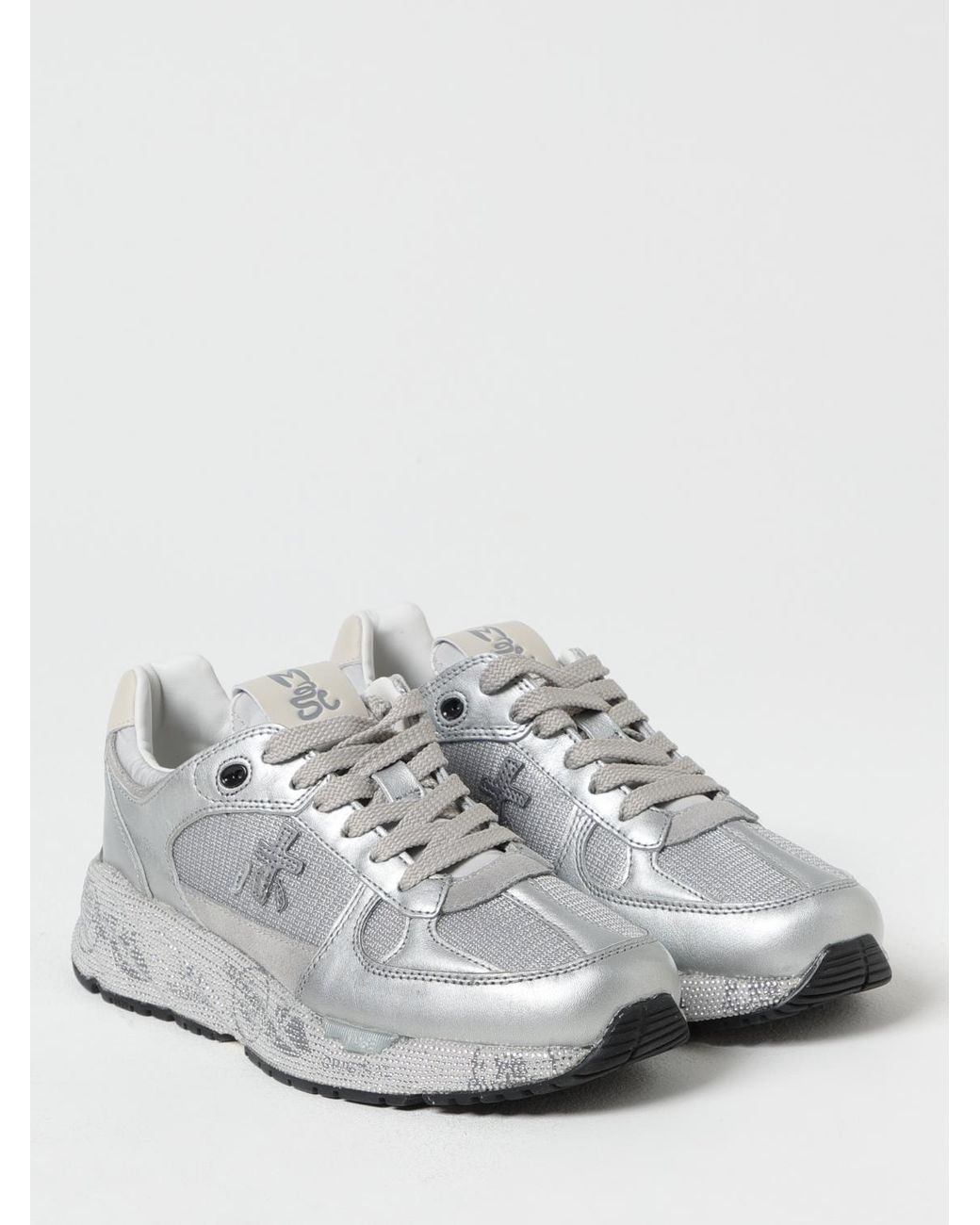 Premiata Gray Mased Sneakers Aus Wildleder Und Mesh