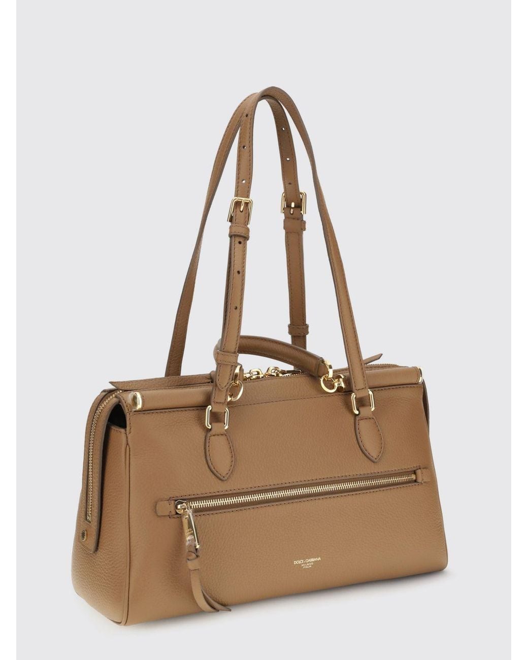 Dolce & Gabbana Natural Dolce &Amp Gabbana Vittoria Grained Calfskin Shoulder Bag