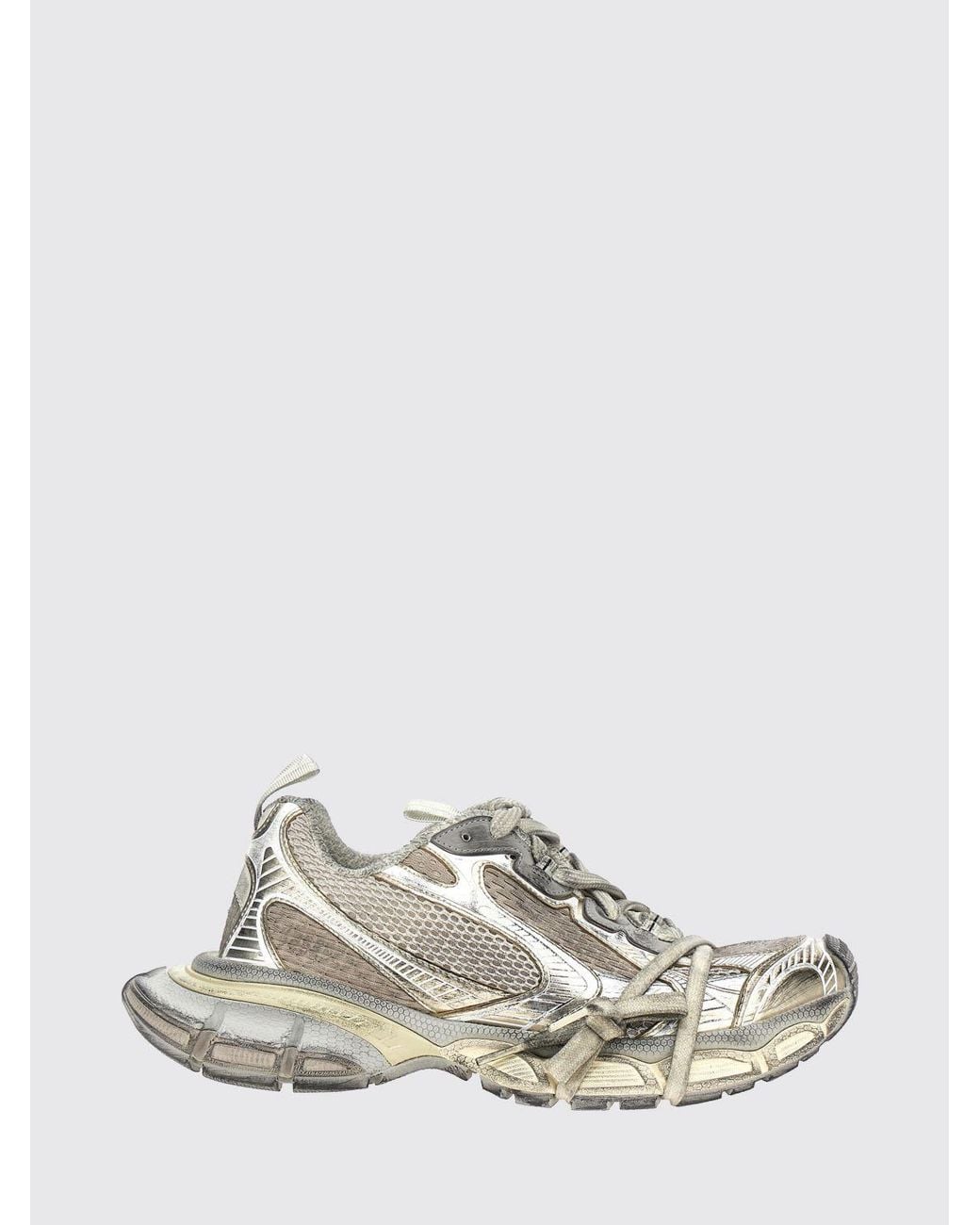 Balenciaga White 3Xl Used Laminated Mesh And Rubber Sneakers