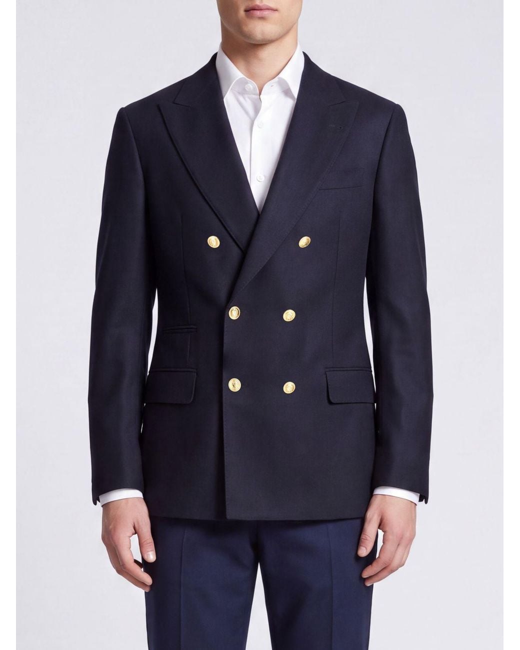 Brunello Cucinelli Blue Slim Fit Double-Breasted Blazer for men