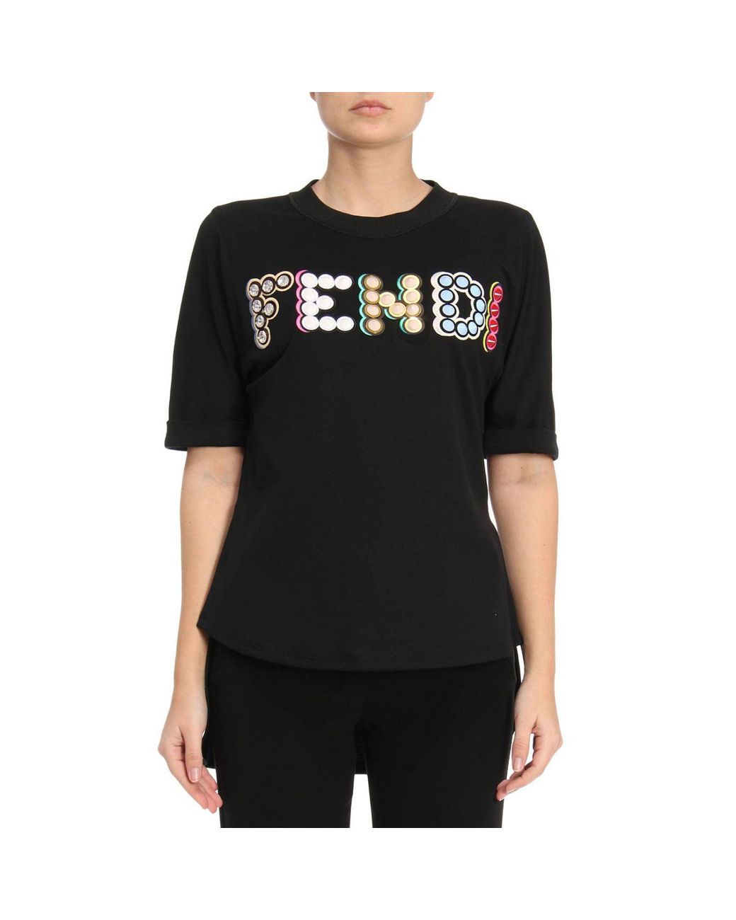 Fendi T-shirt Women in Black | Lyst