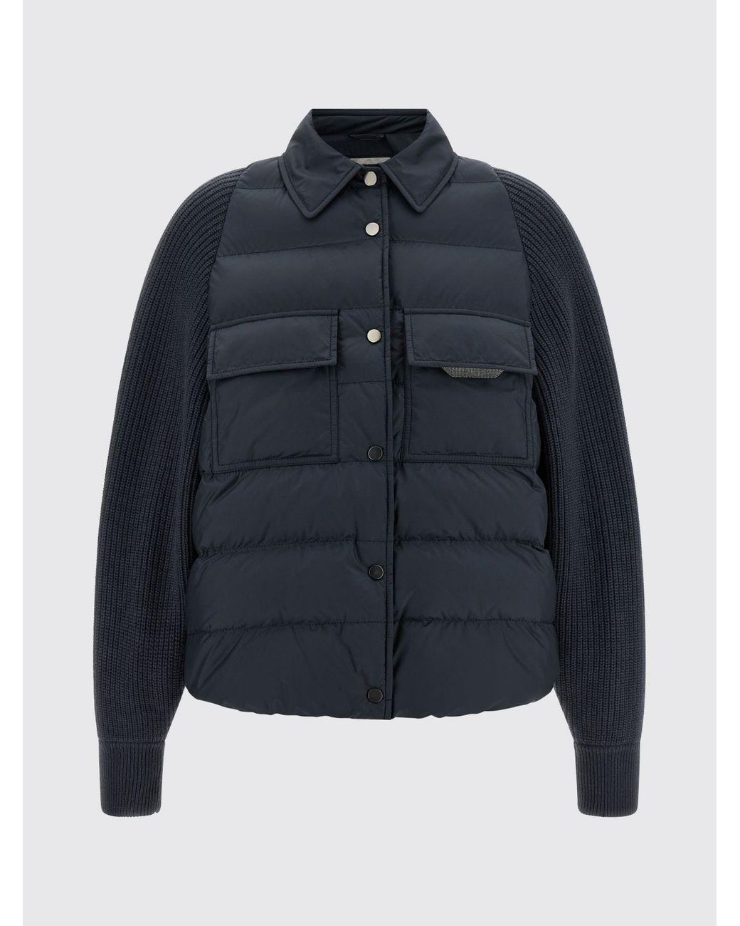 Brunello Cucinelli Blue Short Quilted Down Jacket