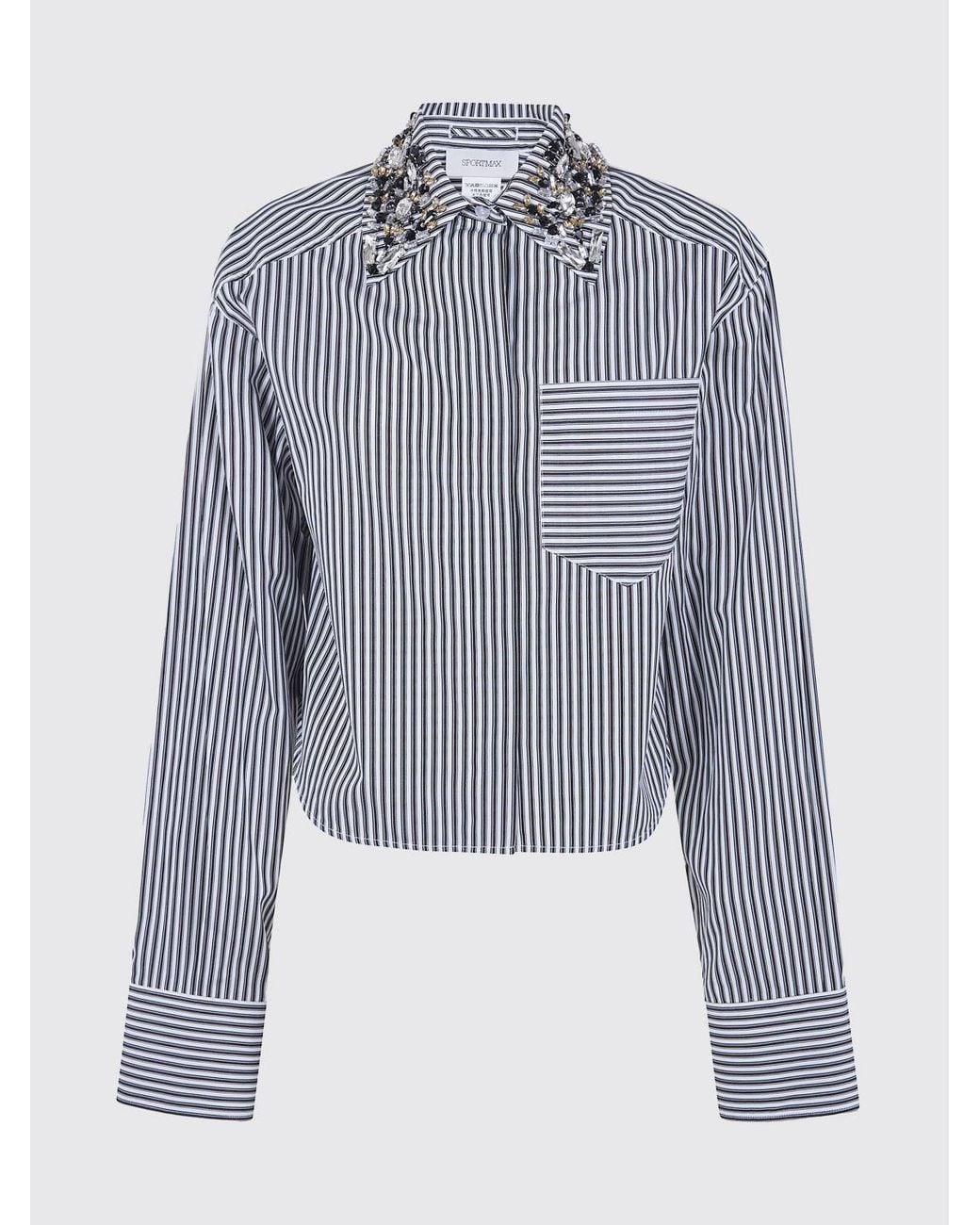 Sportmax Gray Striped Cotton Shirt
