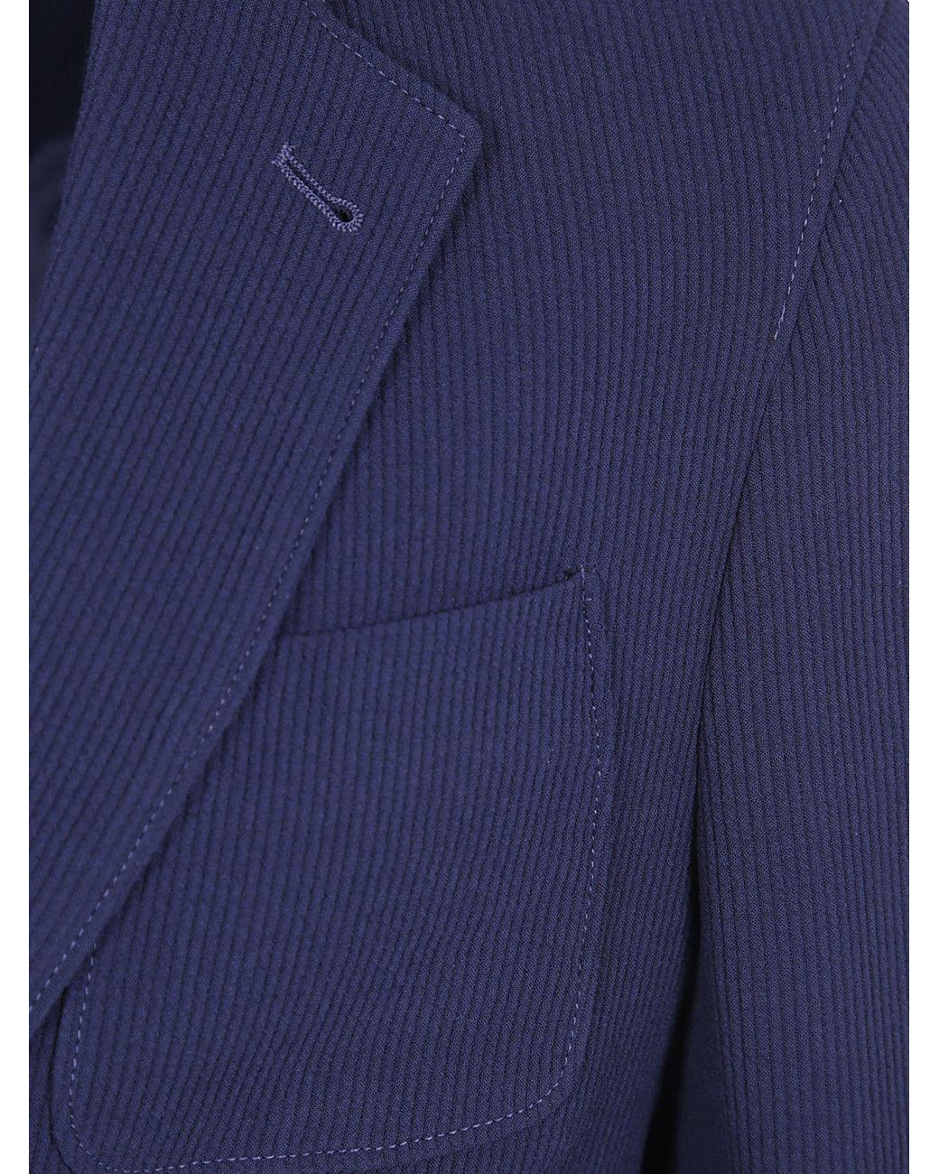 Giorgio Armani Blue Slim Fit Virgin Wool Blend Single-Breasted Blazer With One-Button Closure for men