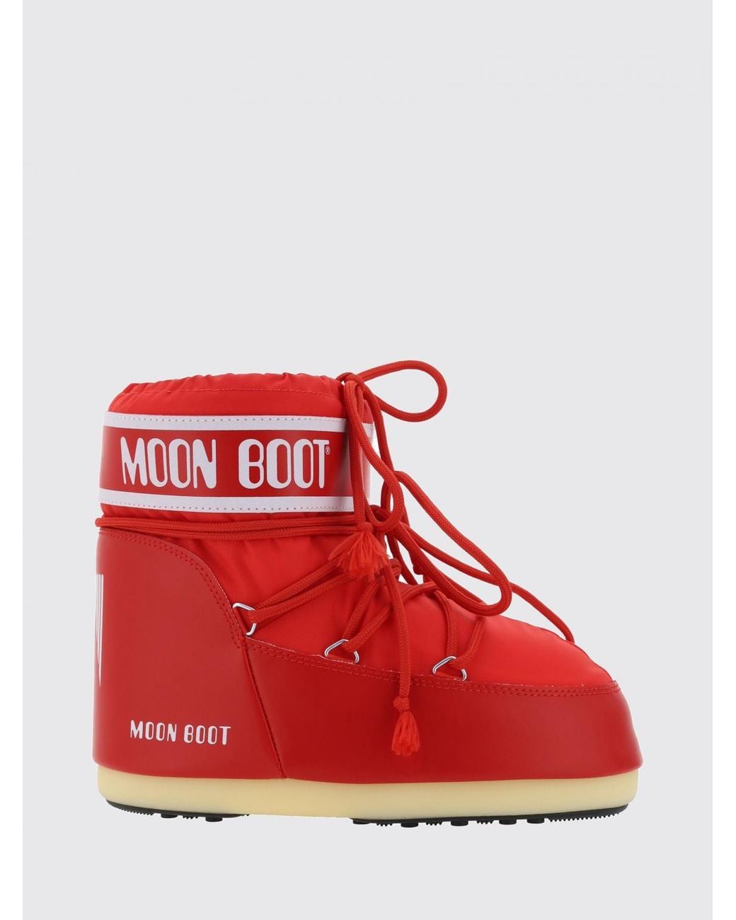 Moon Boot Red Icon Low-Cut Nylon Snow Boots With Printed Logo