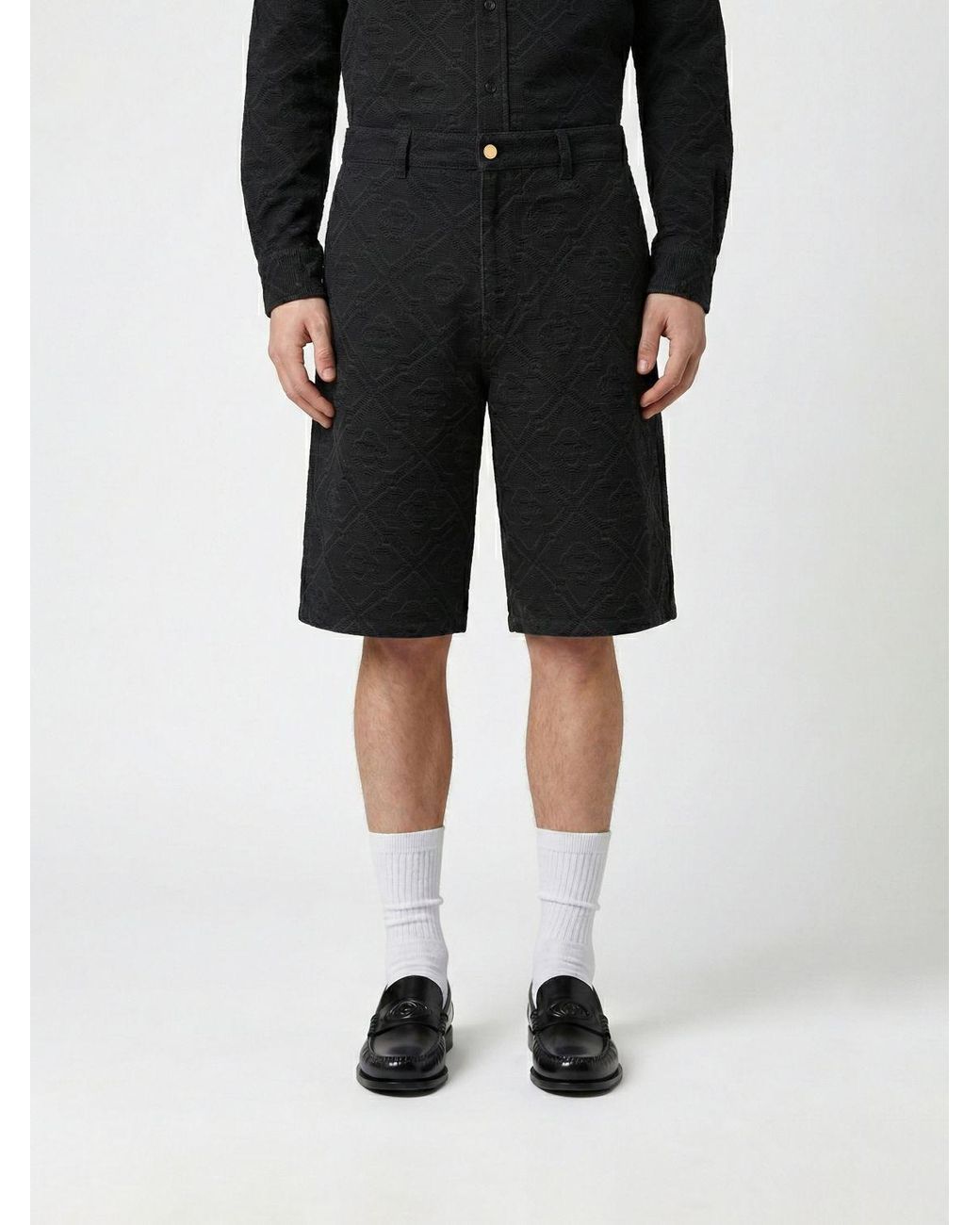 Casablanca Black Cotton Denim Shorts for men