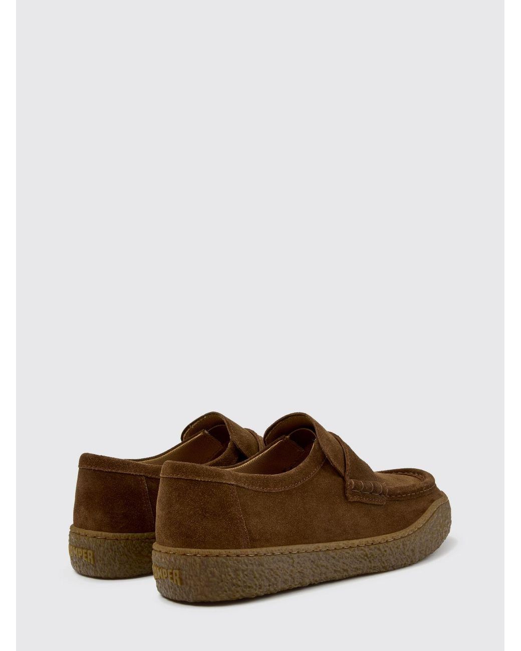 Camper Brown Peu Terreno Suede Loafers With Rubber Sole for men