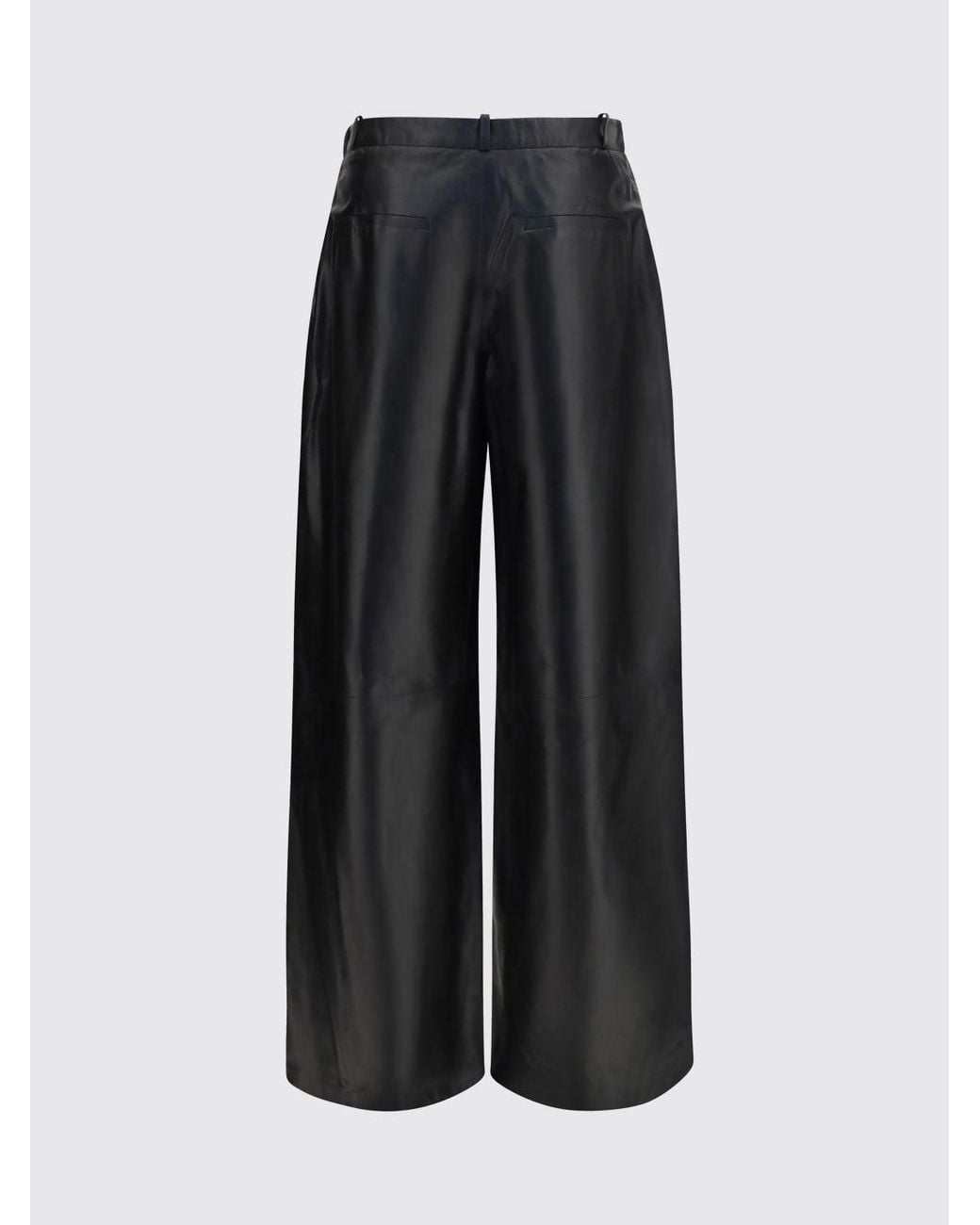 Arma Black Smooth Lambskin Leather Mid-Rise Wide-Leg Trousers
