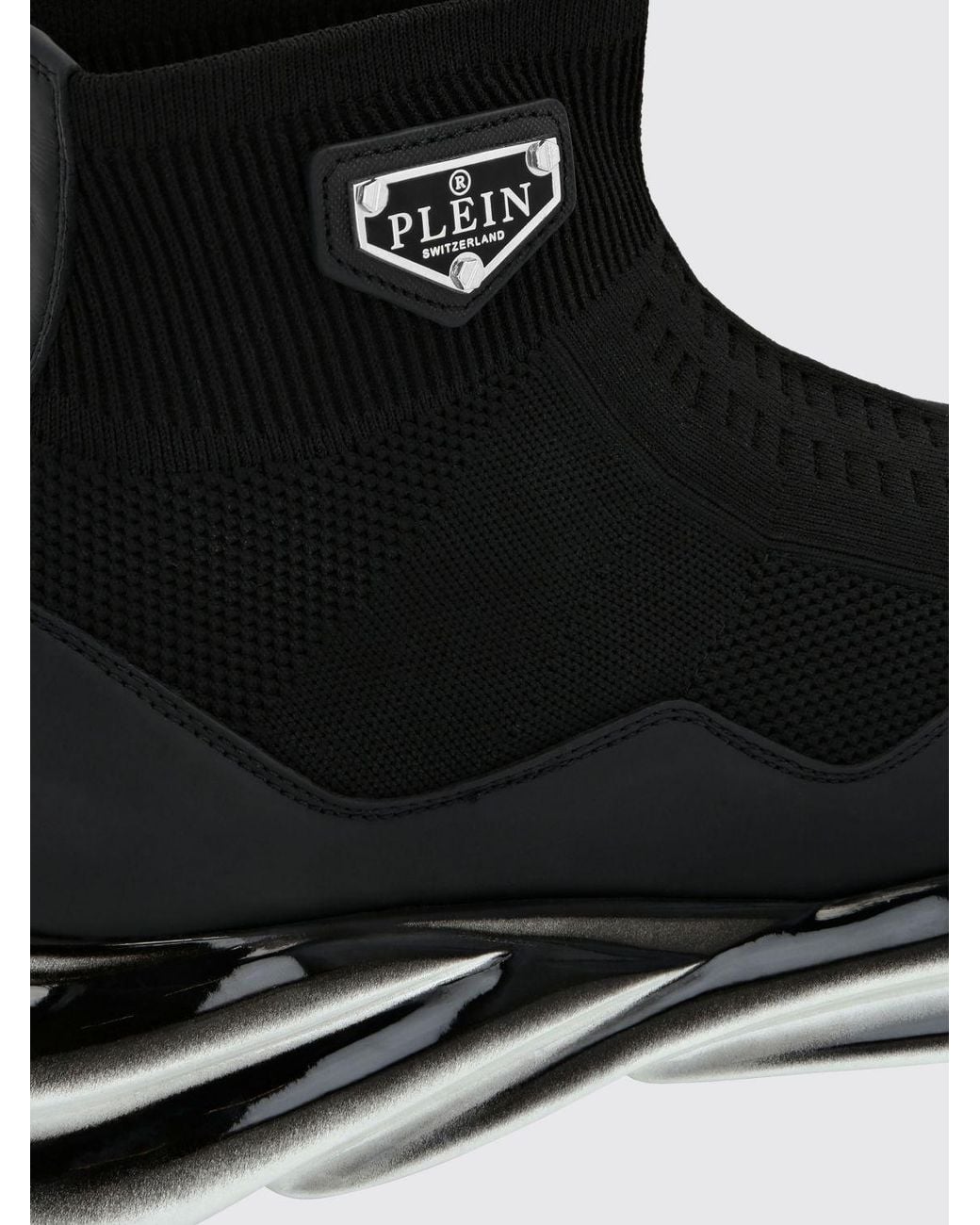 Philipp Plein Black High-Top Slip-On Sneakers With A Sock Design And Leather Inserts for men
