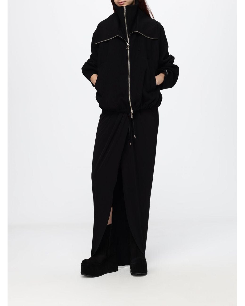 Sportmax Blue Wool Bomber Jacket With High Neck And Zip Fastening