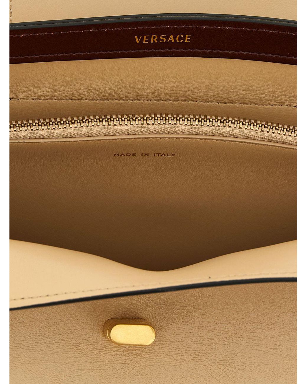 Versace Natural Vivian Calfskin Leather Shoulder Bag With Medusa Logo