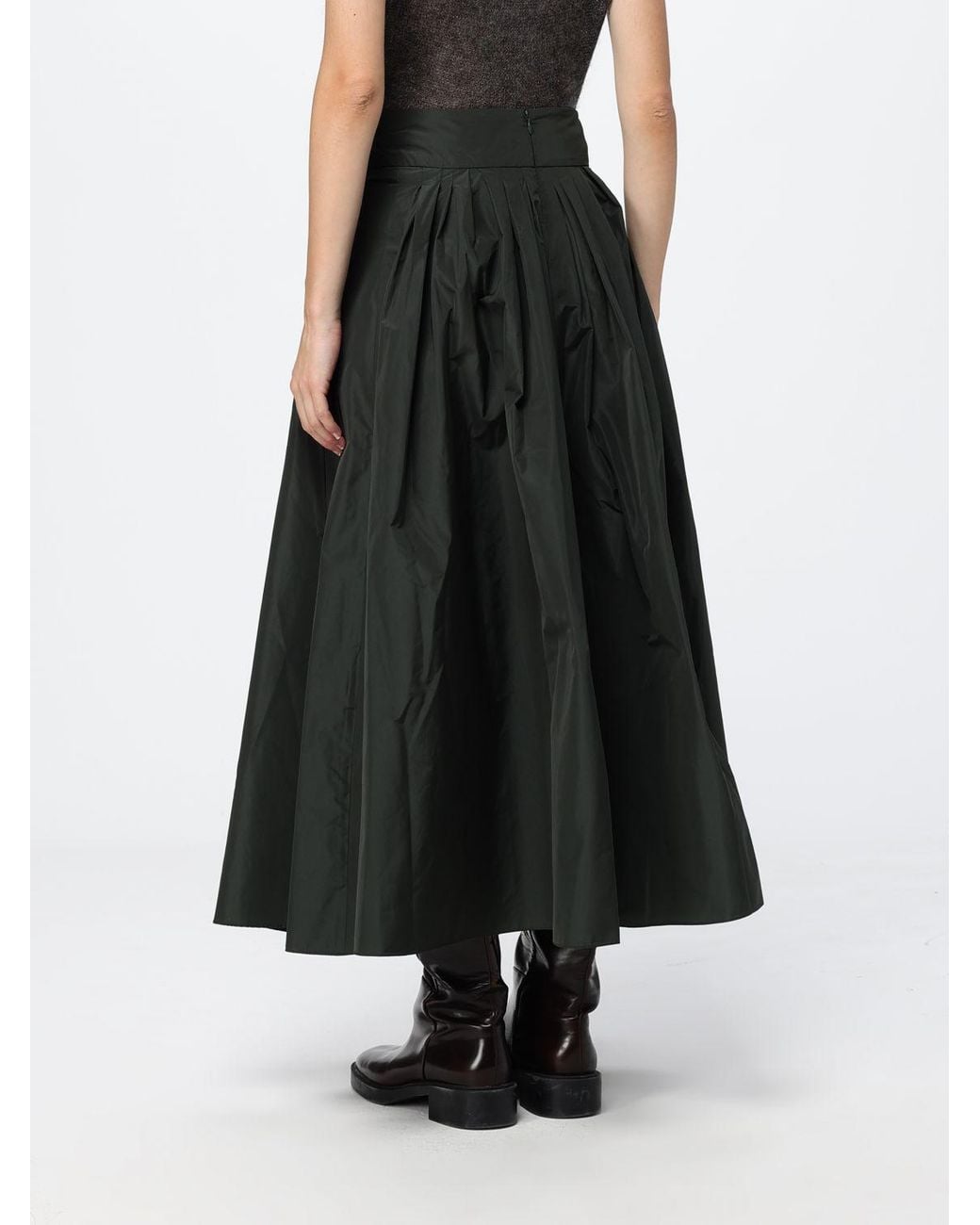 Max Mara Black High-Waisted A-Line Midi Skirt