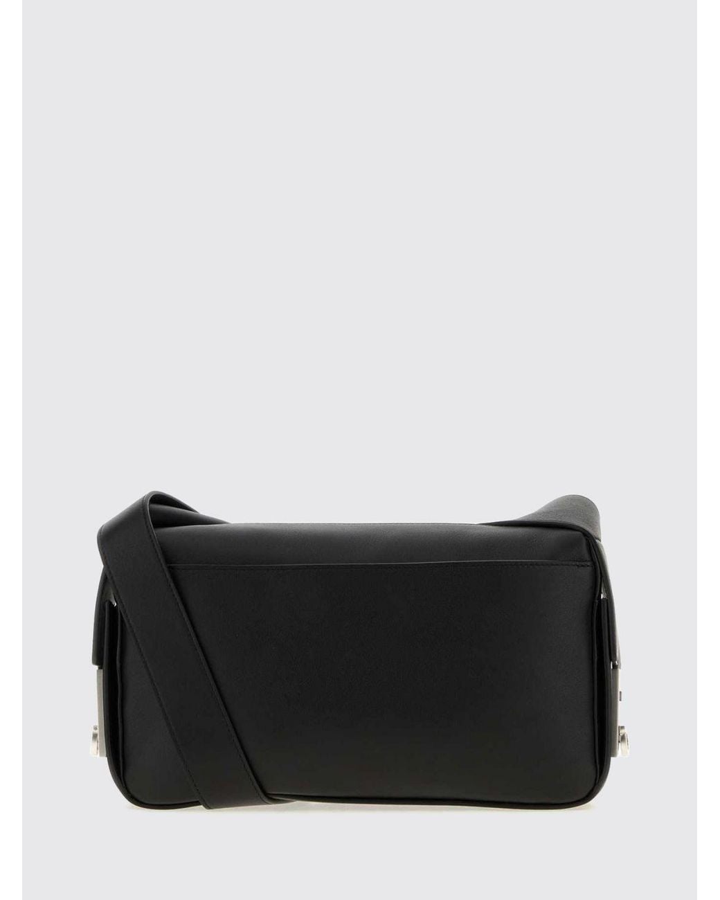 Ferragamo Black Smooth Calfskin Leather Crossbody Bag With Zip Closure for men
