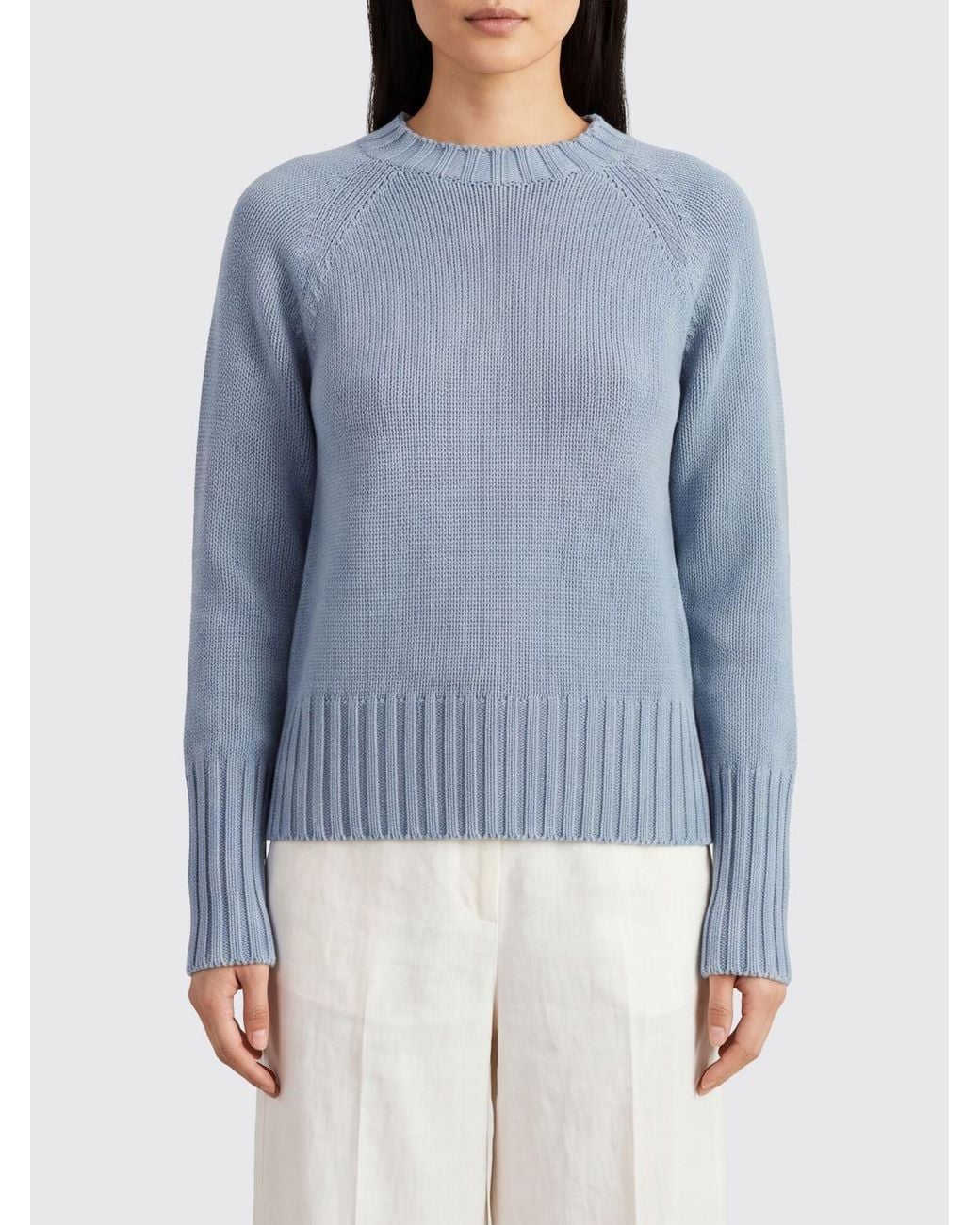 Drumohr Blue 100% Pure Merino Wool Crew Neck Jumper With Long Sleeves