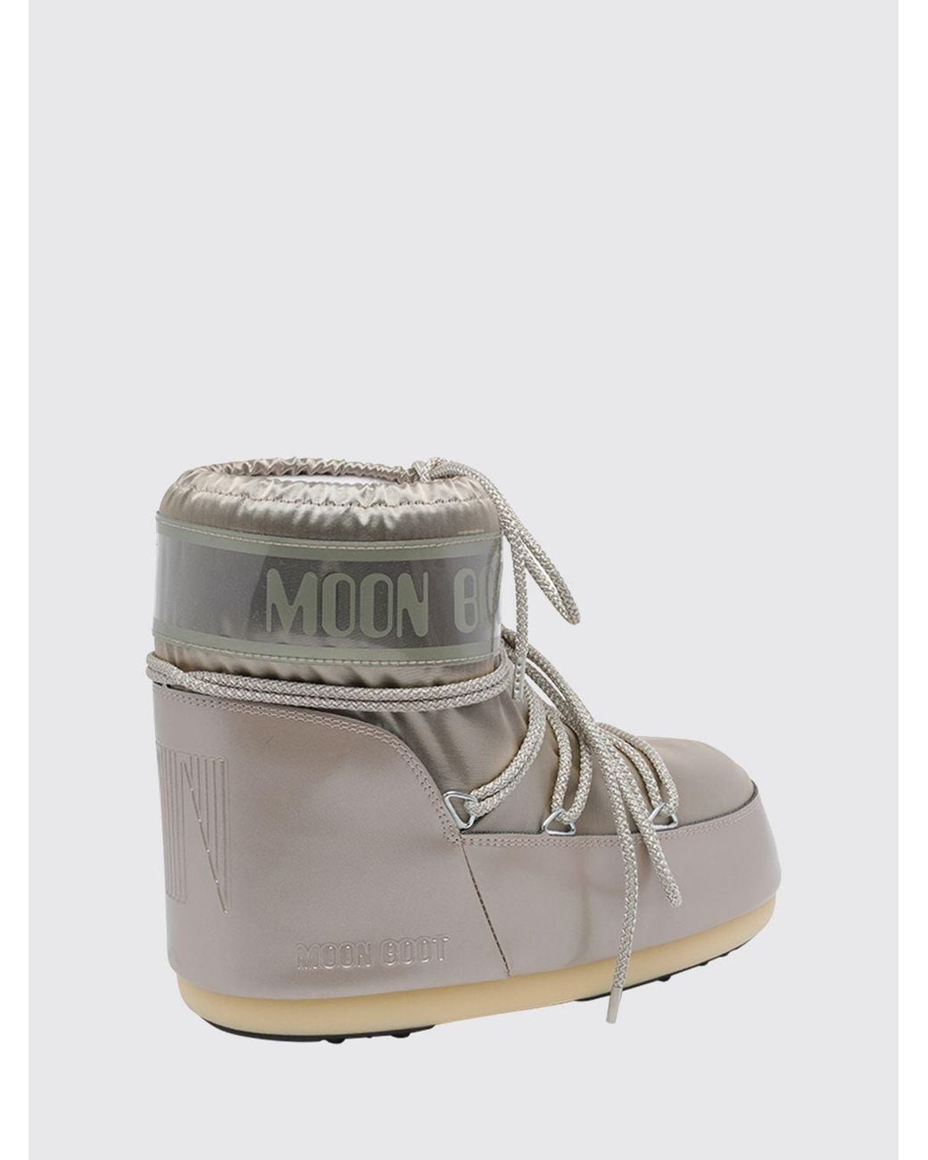 Moon Boot Gray Low Icon Snow Boots With Adjustable Laces And Non-Slip Sole