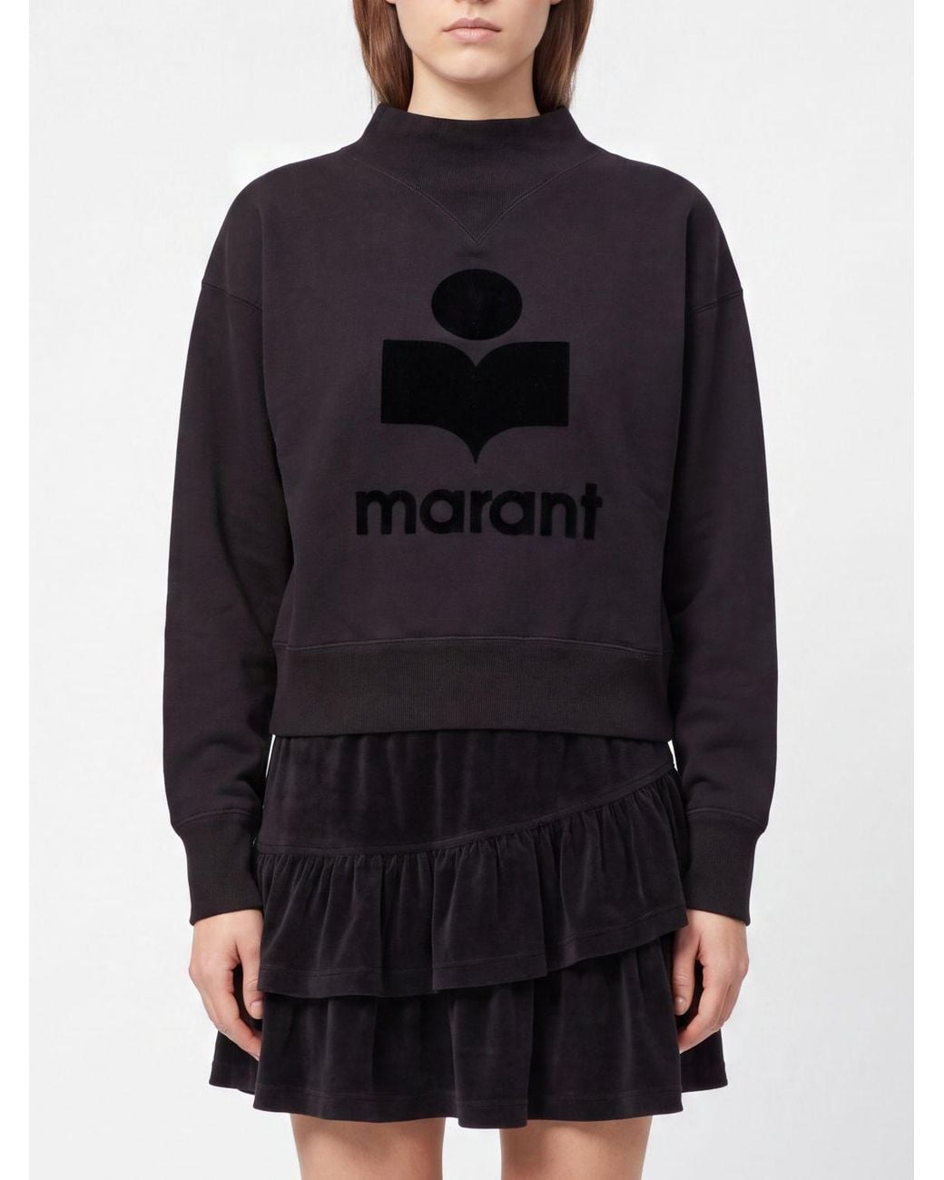 Isabel Marant Blue Crewneck Cotton Sweatshirt With Contrast Lettering Logo
